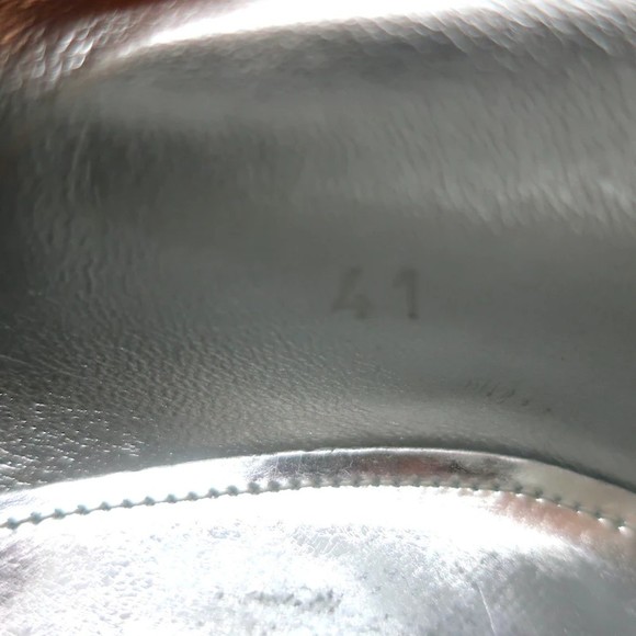 Prada Platform Wingtip Brogues Silver Metallic Leather Size 41 - Picture 11 of 12